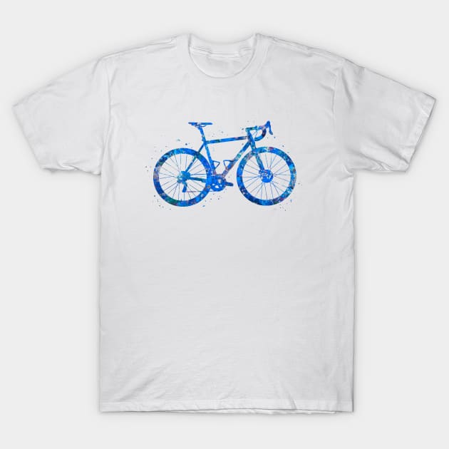 Road bike watercolor blue T-Shirt by Yahya Art